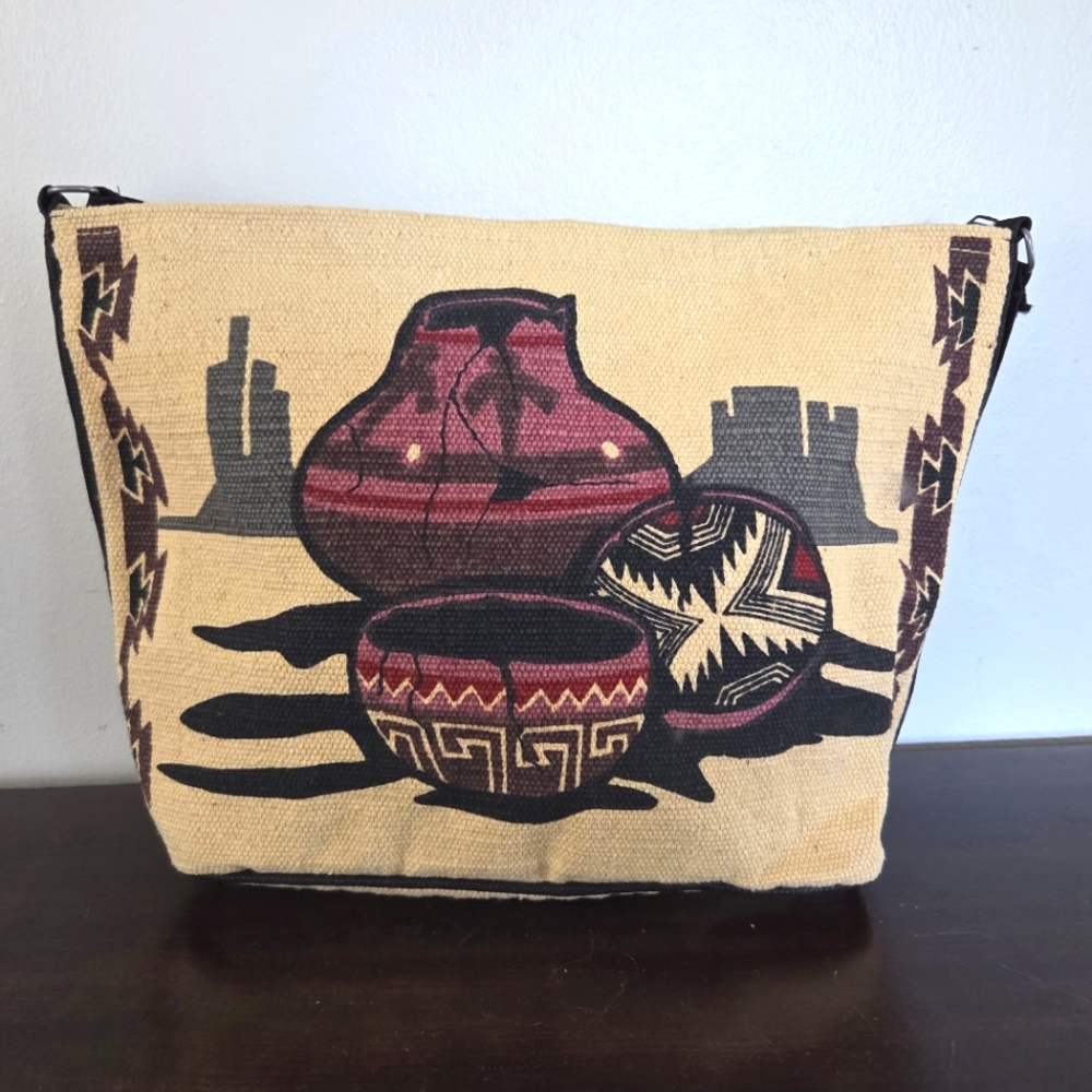 El Paso Saddle Blanket Co Southwestern Pottery Design 100% Cotton Shoulder Bag